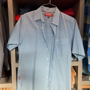 Simms Light Blue Gingham Men's Medium Shirt